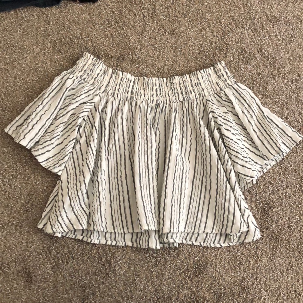 Smocked Off Shoulder Crop Top
